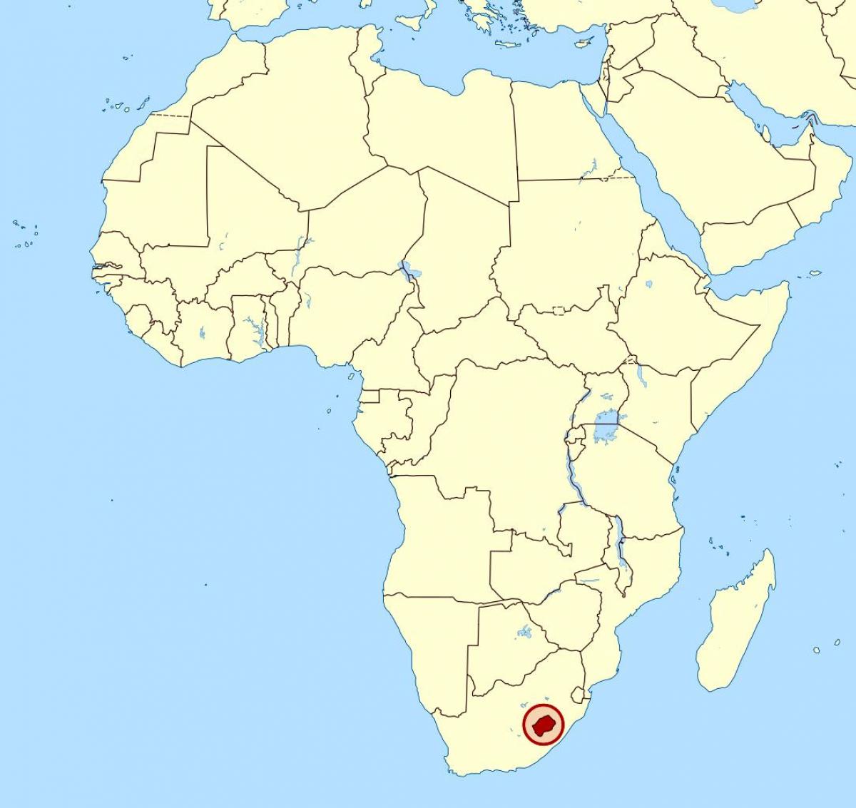 Lesotho v afrike mapu