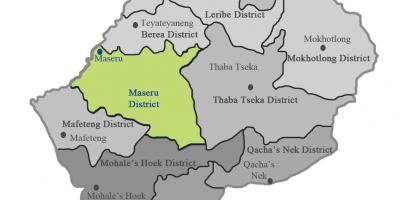 Mapa Lesotho ukazuje okresov