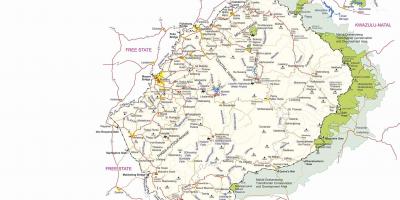 Mapa Lesotho hraničných priechodov