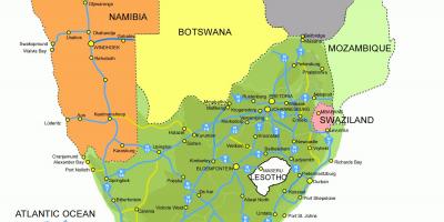 Mapa Lesotho a južná afrika